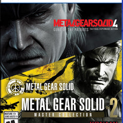 Front cover of the PS5 Metal Gear Solid 4: Guns of the Patriots Master Collection Day One Edition game case, featuring large character portraits, the PS5 logo, and Konami branding.