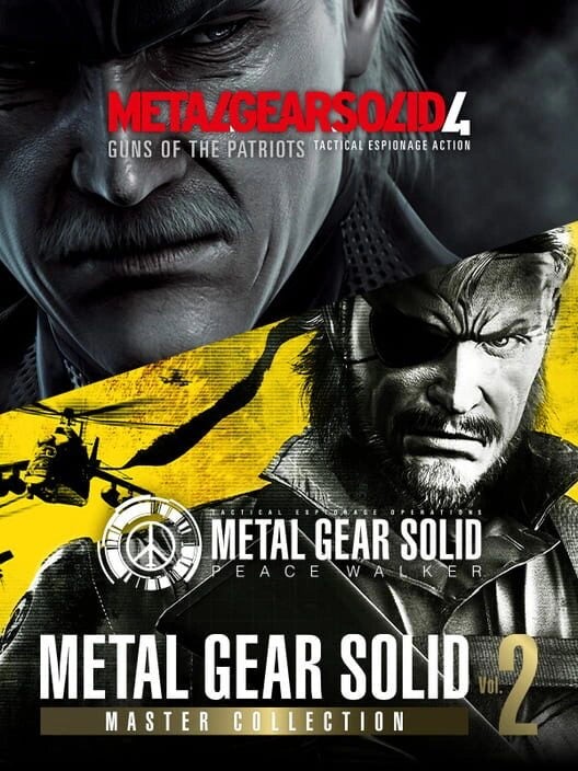 Metal Gear Solid Vol. 2 Master Collection featuring Metal Gear Solid 4: Guns of the Patriots and Metal Gear Solid: Peace Walker with tactical espionage artwork.